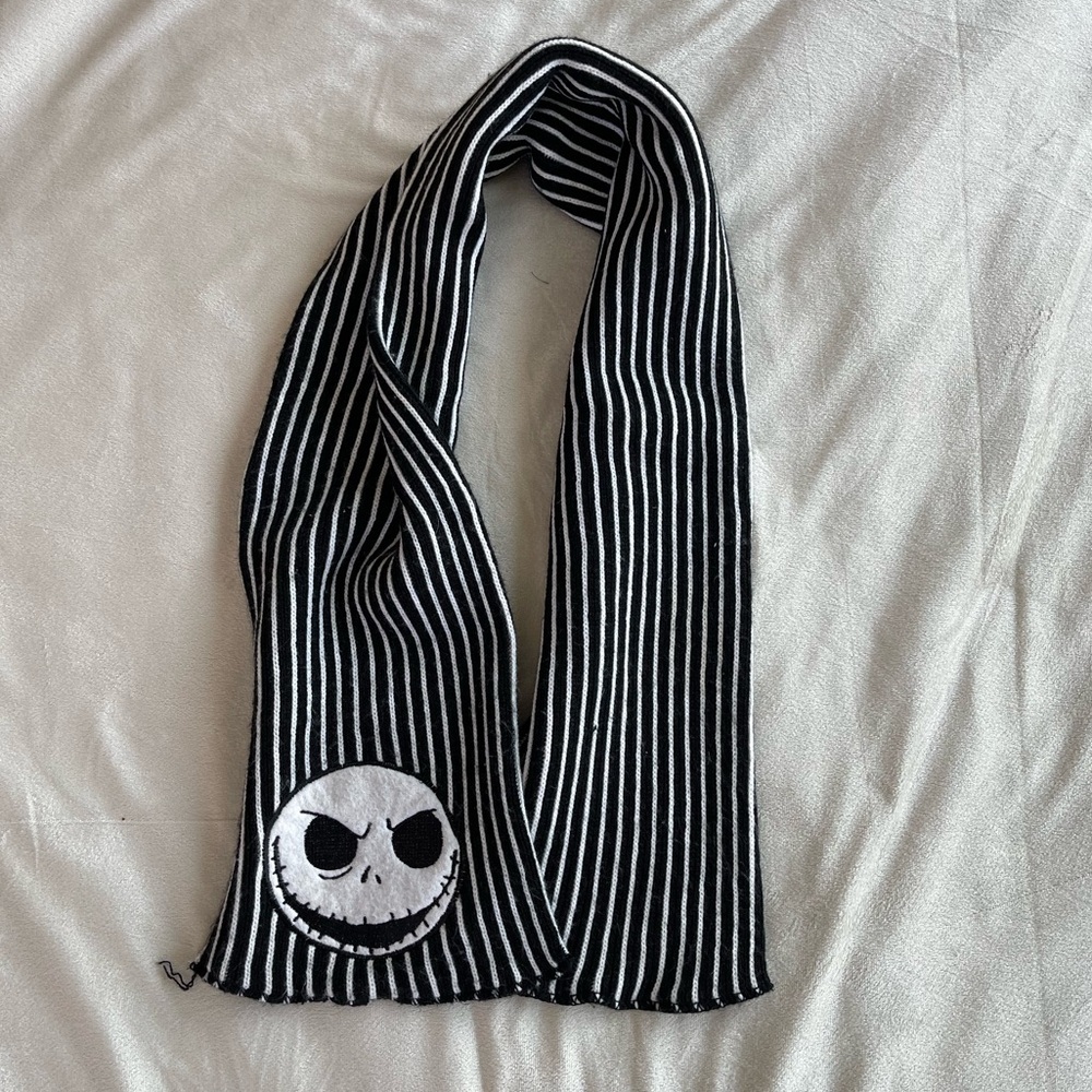 Nightmare Before Christmas Jack Skeleton Striped Scarf - Picture 2 of 5